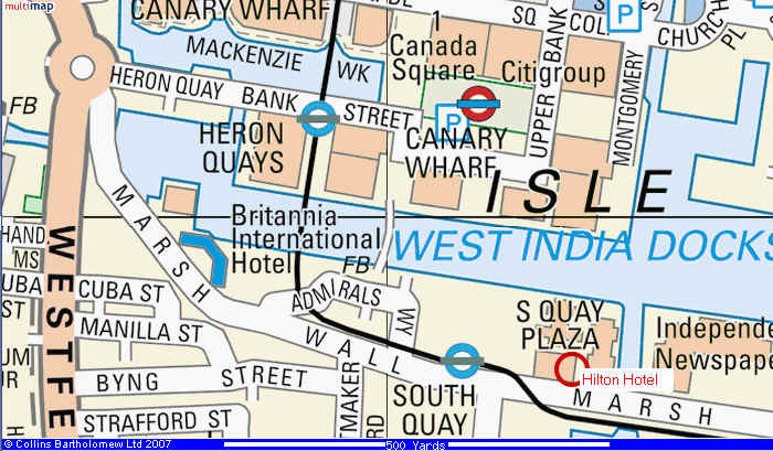 HiltonCanaryWharfMap